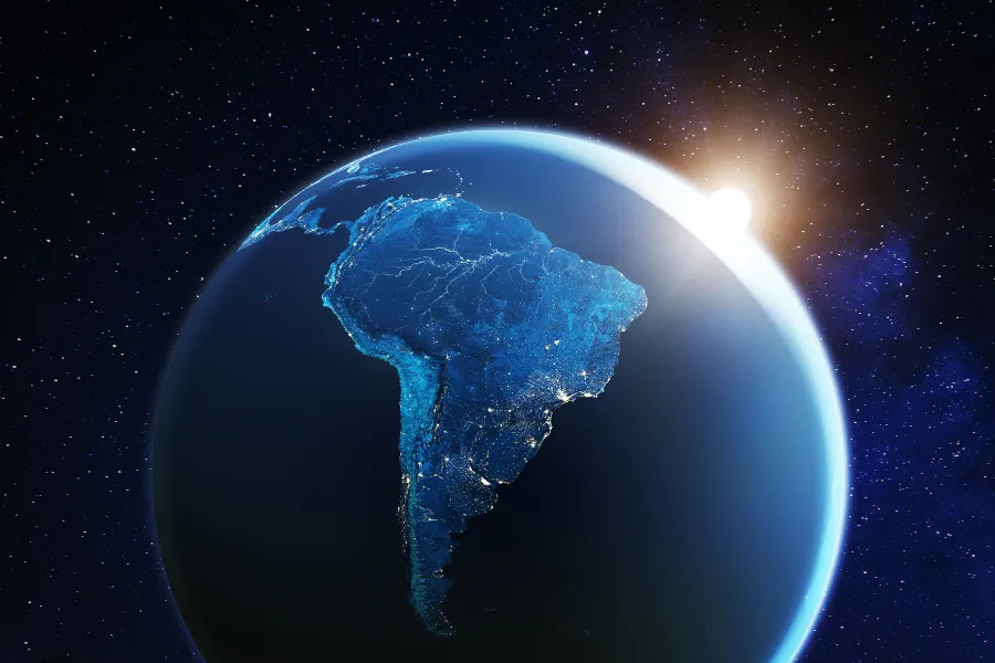 Image of the Earth focused on Latin America