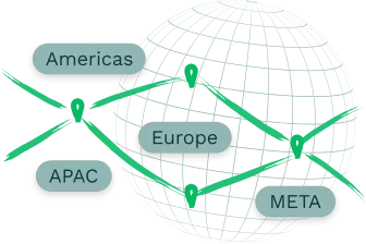 Map chart connecting the continents