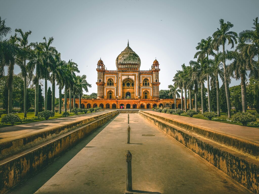 A photo looking straight on to the Safdarjung Tomb in Dehli